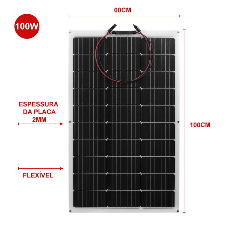 Placa Solar Flexível 12v 100W