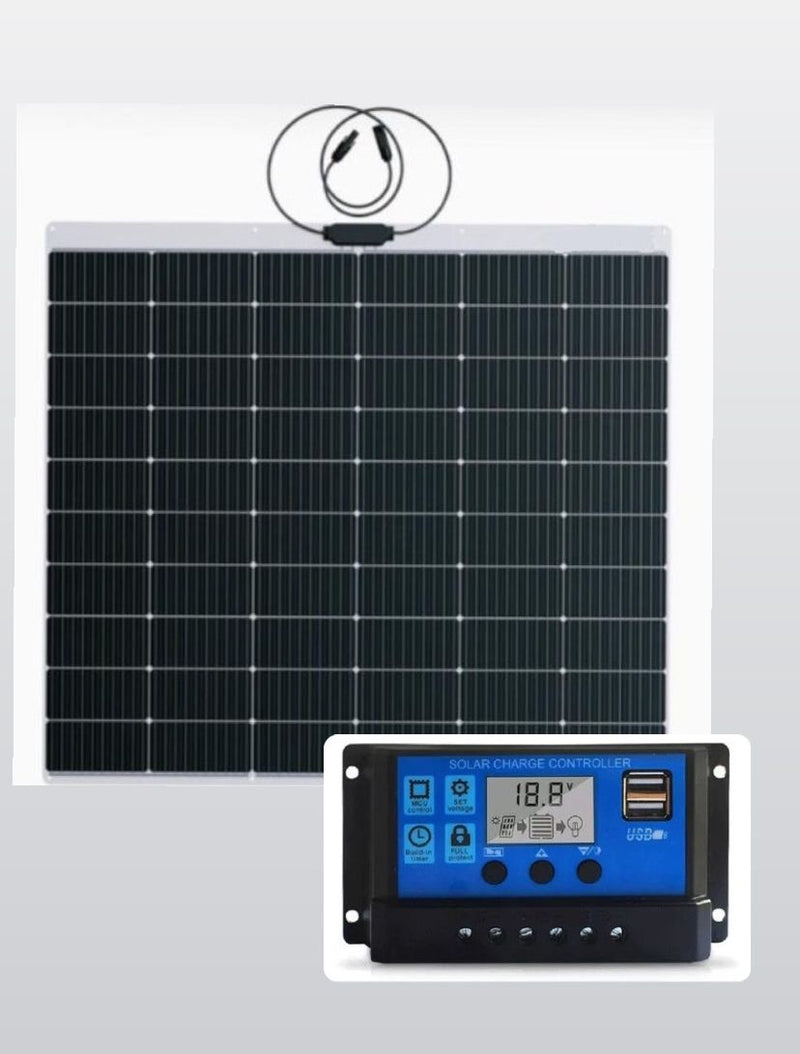 Kit Painel Solar Flexível 50W 12/24V + Controlador PMW 10A